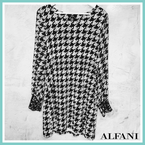 Alfani Dresses & Skirts - 🔴 ALFANI Houndstooth Black White Stretch Dress